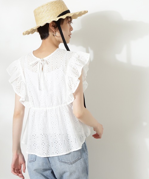 N.（N. Natural Beauty Basic）（エヌエヌナチュラルビューティーベーシック）の「カフタンレースブラウス（シャツ/ブラウス・レディース・ホワイト/ブラック/ライトグリーン・MEDIUM）」の8枚目の写真