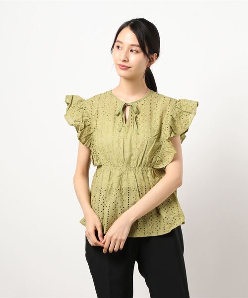 N.（N. Natural Beauty Basic）（エヌエヌナチュラルビューティーベーシック）の「カフタンレースブラウス（シャツ/ブラウス・レディース・ホワイト/ブラック/ライトグリーン・MEDIUM）」の15枚目の写真