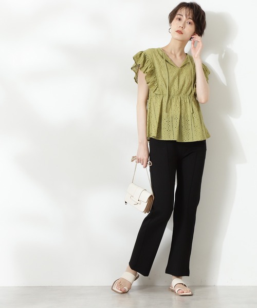 N.（N. Natural Beauty Basic）（エヌエヌナチュラルビューティーベーシック）の「カフタンレースブラウス（シャツ/ブラウス・レディース・ホワイト/ブラック/ライトグリーン・MEDIUM）」の13枚目の写真