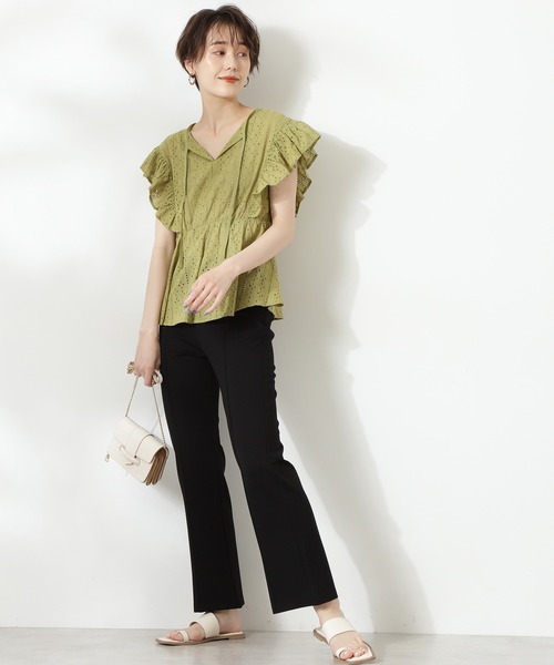 N.（N. Natural Beauty Basic）（エヌエヌナチュラルビューティーベーシック）の「カフタンレースブラウス（シャツ/ブラウス・レディース・ホワイト/ブラック/ライトグリーン・MEDIUM）」の14枚目の写真