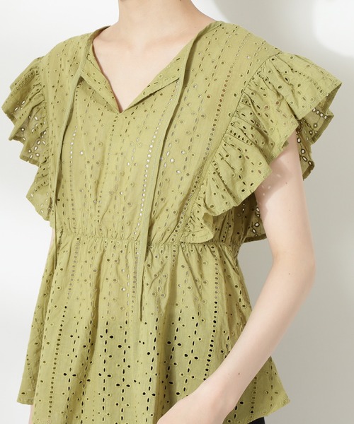 N.（N. Natural Beauty Basic）（エヌエヌナチュラルビューティーベーシック）の「カフタンレースブラウス（シャツ/ブラウス・レディース・ホワイト/ブラック/ライトグリーン・MEDIUM）」の18枚目の写真