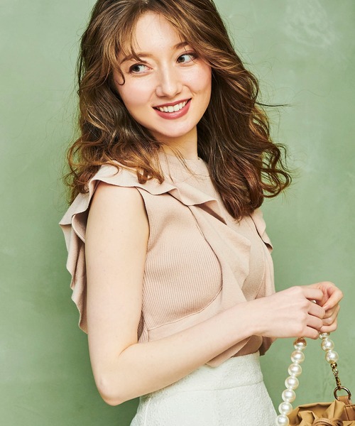 NOELA（ノエラ）の「フリルリブニット（ニット/セーター・レディース・ベージュ/オフホワイト/オレンジ・FREE）」の8枚目の写真