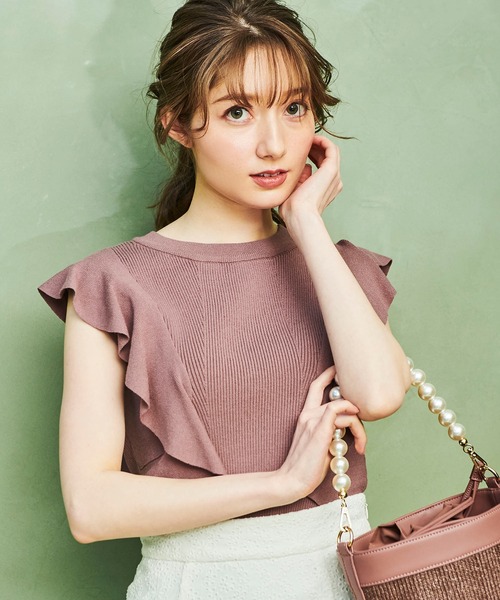 NOELA（ノエラ）の「フリルリブニット（ニット/セーター・レディース・ベージュ/オフホワイト/オレンジ・FREE）」の15枚目の写真