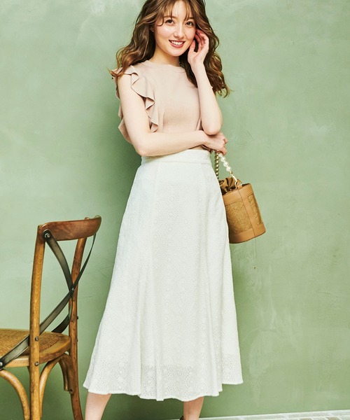 NOELA（ノエラ）の「フリルリブニット（ニット/セーター・レディース・ベージュ/オフホワイト/オレンジ・FREE）」の12枚目の写真