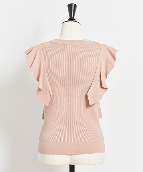 NOELA（ノエラ）の「フリルリブニット（ニット/セーター・レディース・ベージュ/オフホワイト/オレンジ・FREE）」の5枚目の写真