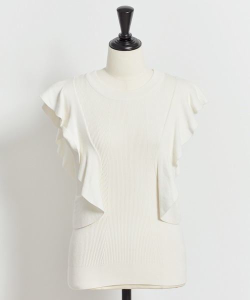 NOELA（ノエラ）の「フリルリブニット（ニット/セーター・レディース・ベージュ/オフホワイト/オレンジ・FREE）」の13枚目の写真
