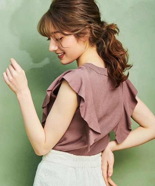 NOELA（ノエラ）の「フリルリブニット（ニット/セーター・レディース・ベージュ/オフホワイト/オレンジ・FREE）」の19枚目の写真