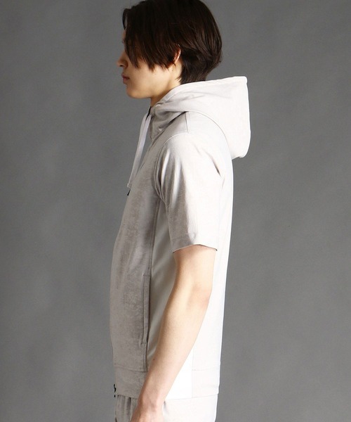 MONSIEUR NICOLE(ムッシュニコル)の「ジャカードジャージショートスリーブフーディー(パーカー・メンズ・ライトグレー/ブルー・MEDIUM/LARGE)」の7枚目の写真