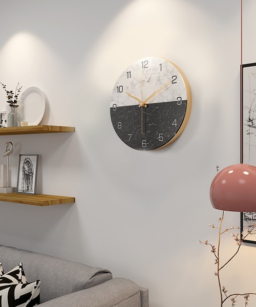 FL import collection（エフエルインポートコレクション）の「【壁掛け】マーブルプリントクロック（掛け時計・レディース・ブラック系その他3/ベージュ系その他2/ベージュ系その他3/ブラック系その他2/グリーン/オレンジ/レッド・FREE）」の2枚目の写真