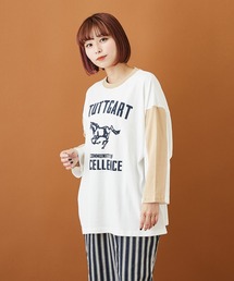 CUBE SUGAR（キューブシュガー）の「天竺 袖ライン ロングスリーブ Tシャツ（Tシャツ/カットソー）」
