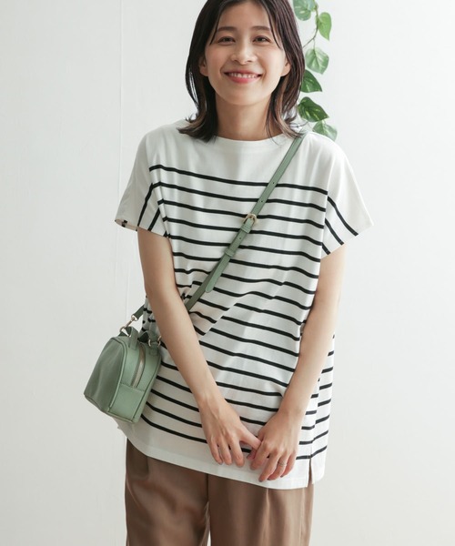 URBAN RESEARCH DOORS（アーバンリサーチドアーズ）の「パネルボーダーフレンチプルオーバー（Tシャツ/カットソー・レディース・ベージュ/ブラック/ロイヤルブルー/オレンジ・ONE）」の5枚目の写真