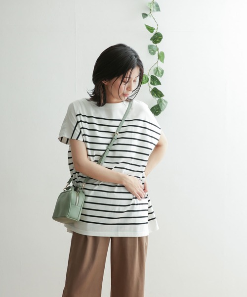 URBAN RESEARCH DOORS（アーバンリサーチドアーズ）の「パネルボーダーフレンチプルオーバー（Tシャツ/カットソー・レディース・ベージュ/ブラック/ロイヤルブルー/オレンジ・ONE）」の10枚目の写真