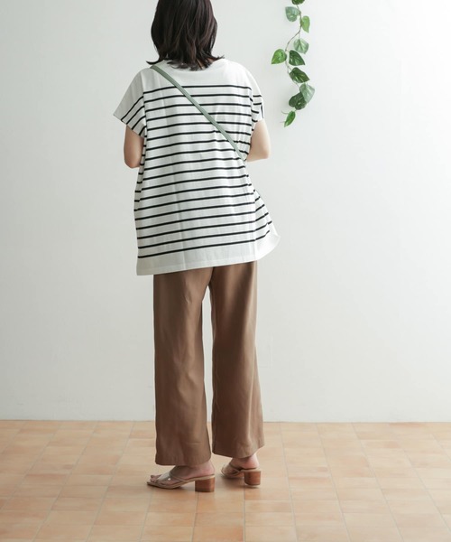 URBAN RESEARCH DOORS（アーバンリサーチドアーズ）の「パネルボーダーフレンチプルオーバー（Tシャツ/カットソー・レディース・ベージュ/ブラック/ロイヤルブルー/オレンジ・ONE）」の11枚目の写真