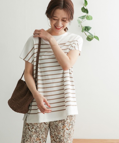 URBAN RESEARCH DOORS（アーバンリサーチドアーズ）の「パネルボーダーフレンチプルオーバー（Tシャツ/カットソー・レディース・ベージュ/ブラック/ロイヤルブルー/オレンジ・ONE）」の12枚目の写真