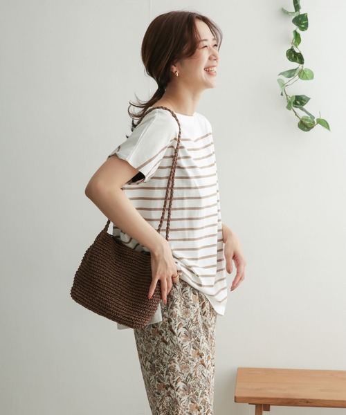 URBAN RESEARCH DOORS（アーバンリサーチドアーズ）の「パネルボーダーフレンチプルオーバー（Tシャツ/カットソー・レディース・ベージュ/ブラック/ロイヤルブルー/オレンジ・ONE）」の15枚目の写真