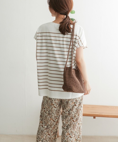 URBAN RESEARCH DOORS（アーバンリサーチドアーズ）の「パネルボーダーフレンチプルオーバー（Tシャツ/カットソー・レディース・ベージュ/ブラック/ロイヤルブルー/オレンジ・ONE）」の16枚目の写真