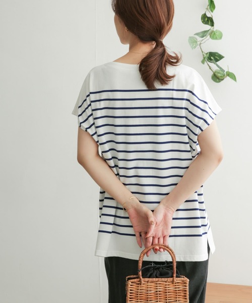 URBAN RESEARCH DOORS（アーバンリサーチドアーズ）の「パネルボーダーフレンチプルオーバー（Tシャツ/カットソー・レディース・ベージュ/ブラック/ロイヤルブルー/オレンジ・ONE）」の21枚目の写真