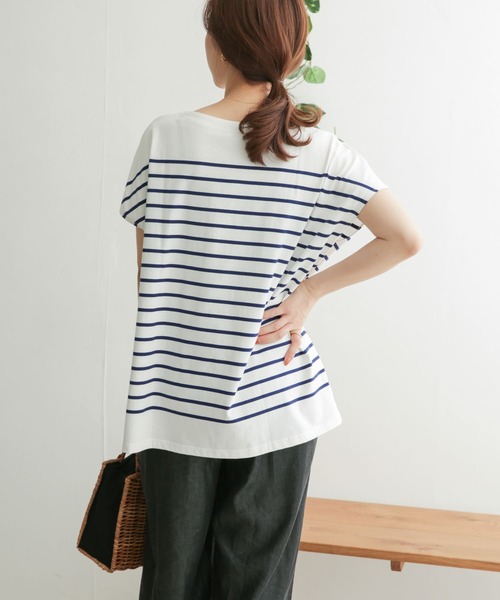 URBAN RESEARCH DOORS（アーバンリサーチドアーズ）の「パネルボーダーフレンチプルオーバー（Tシャツ/カットソー・レディース・ベージュ/ブラック/ロイヤルブルー/オレンジ・ONE）」の22枚目の写真