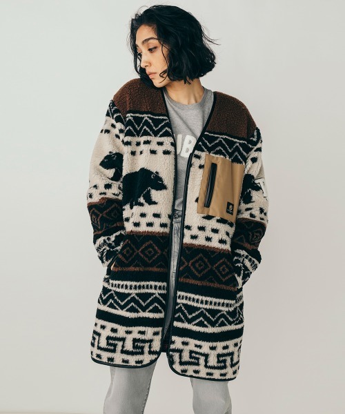 DOUBLE STANDARD CLOTHING（ダブルスタンダードクロージング）の「ジャガードボアラグランコート（その他アウター・レディース・ブラウン・FREE）」の2枚目の写真