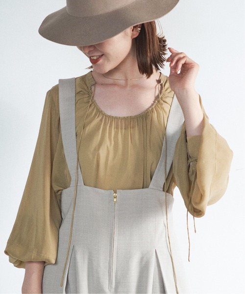 Spick & Span(スピックアンドスパン)の「#【RITO】キュプラフロントギャザーブラウス◆(シャツ/ブラウス・レディース・ベージュ/ブラック・36)」の1枚目の写真