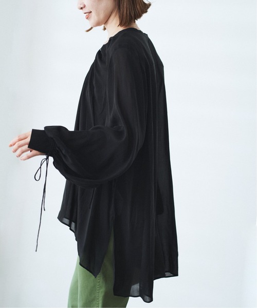 Spick & Span(スピックアンドスパン)の「#【RITO】キュプラフロントギャザーブラウス◆(シャツ/ブラウス・レディース・ベージュ/ブラック・36)」の7枚目の写真