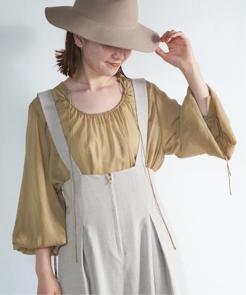 Spick & Span(スピックアンドスパン)の「#【RITO】キュプラフロントギャザーブラウス◆(シャツ/ブラウス・レディース・ベージュ/ブラック・36)」の12枚目の写真