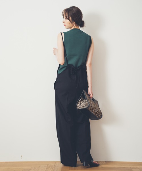 Andemiu（アンデミュウ）の「キャミサロペットパンツ216845（サロペット/オーバーオール・レディース・ブラック/ベージュ・FREE）」の5枚目の写真