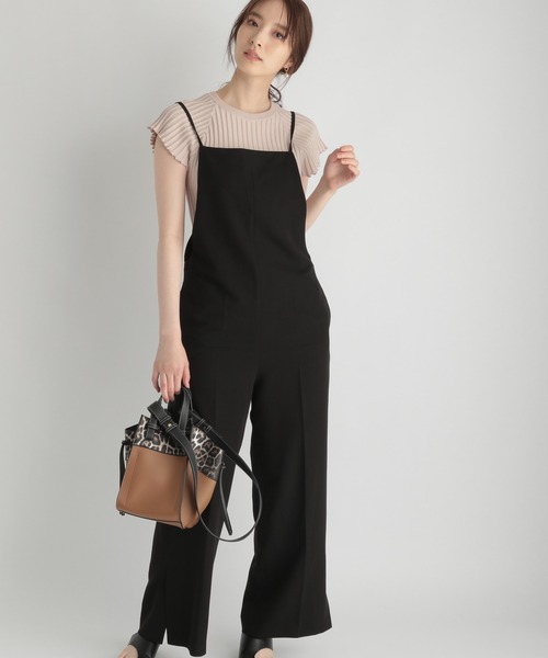 Andemiu（アンデミュウ）の「キャミサロペットパンツ216845（サロペット/オーバーオール・レディース・ブラック/ベージュ・FREE）」の6枚目の写真
