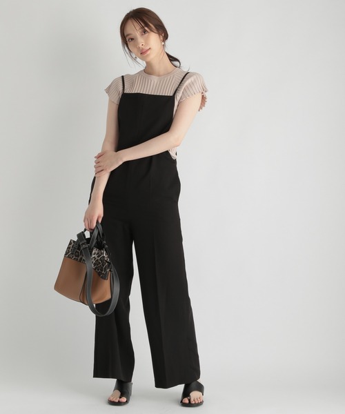 Andemiu（アンデミュウ）の「キャミサロペットパンツ216845（サロペット/オーバーオール・レディース・ブラック/ベージュ・FREE）」の7枚目の写真