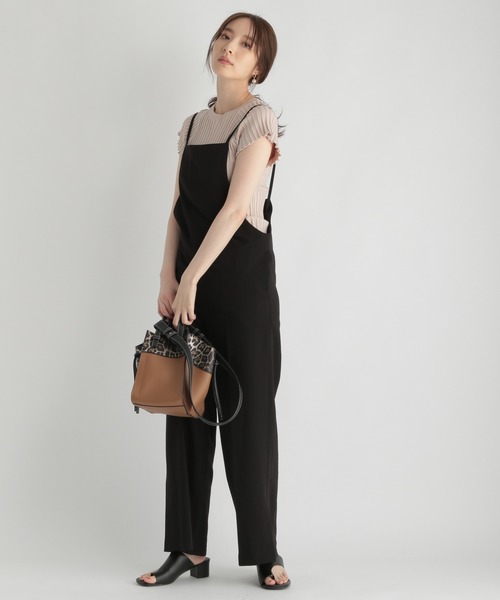 Andemiu（アンデミュウ）の「キャミサロペットパンツ216845（サロペット/オーバーオール・レディース・ブラック/ベージュ・FREE）」の8枚目の写真