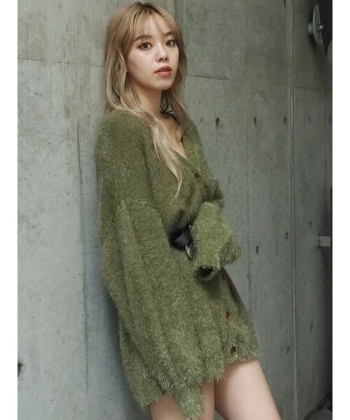 EVRIS（エヴリス）の「フェザーヤーンニットカーディガン（カーディガン/ボレロ・レディース・ブラック/カーキ/ボルドー・FREE）」の9枚目の写真