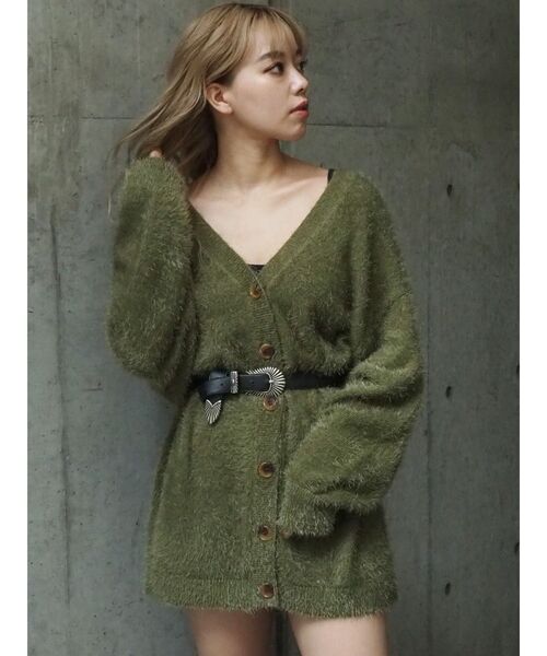 EVRIS（エヴリス）の「フェザーヤーンニットカーディガン（カーディガン/ボレロ・レディース・ブラック/カーキ/ボルドー・FREE）」の10枚目の写真