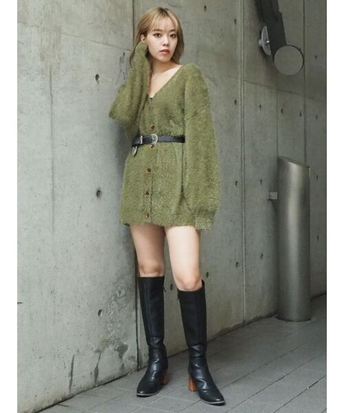 EVRIS（エヴリス）の「フェザーヤーンニットカーディガン（カーディガン/ボレロ・レディース・ブラック/カーキ/ボルドー・FREE）」の12枚目の写真