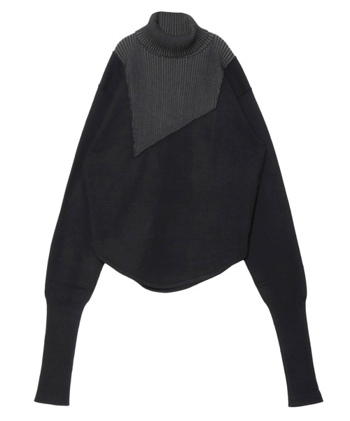 PAMEO POSE（パメオポーズ）の「Patching Knit Top（ニット/セーター・レディース・ボルドー/グレー/ブラック・FREE）」の2枚目の写真