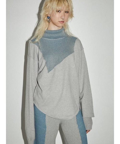 PAMEO POSE（パメオポーズ）の「Patching Knit Top（ニット/セーター・レディース・ボルドー/グレー/ブラック・FREE）」の14枚目の写真