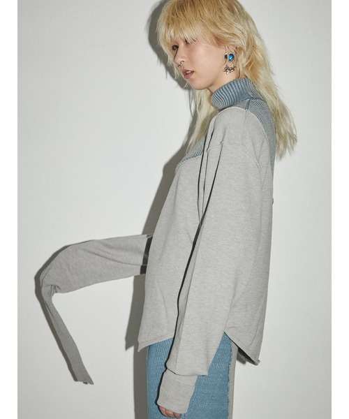 PAMEO POSE（パメオポーズ）の「Patching Knit Top（ニット/セーター・レディース・ボルドー/グレー/ブラック・FREE）」の12枚目の写真