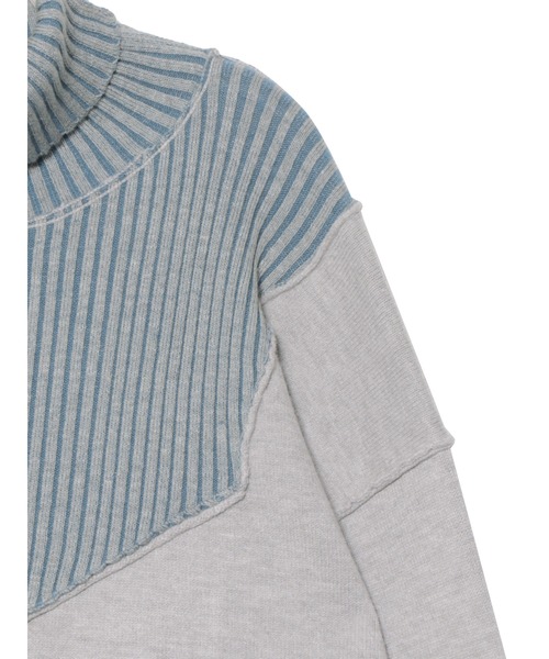 PAMEO POSE（パメオポーズ）の「Patching Knit Top（ニット/セーター・レディース・ボルドー/グレー/ブラック・FREE）」の13枚目の写真