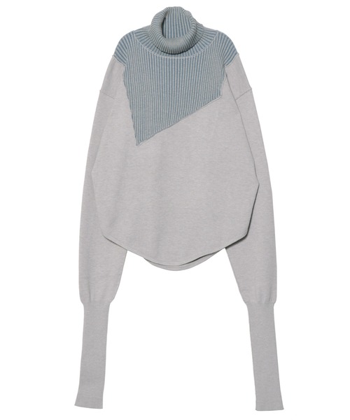 PAMEO POSE（パメオポーズ）の「Patching Knit Top（ニット/セーター・レディース・ボルドー/グレー/ブラック・FREE）」の6枚目の写真