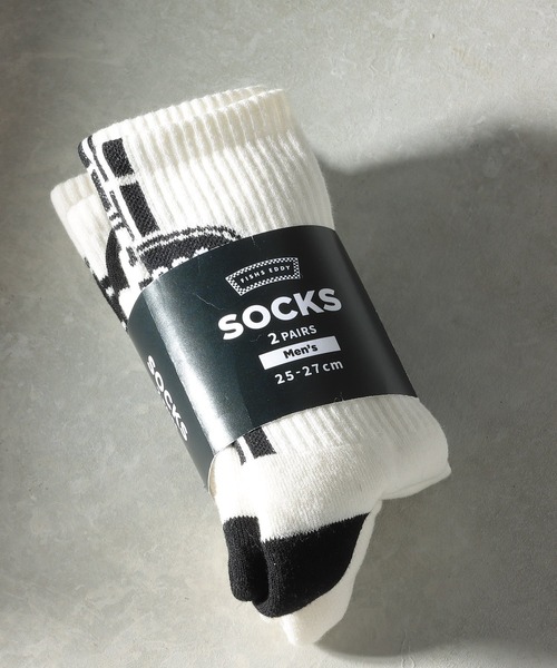 niko and...（ニコアンド）の「[Fishs Eddy(フィッシュエディ)]Brooklyneseメンズソックス2Pセット（ソックス/靴下・メンズ・ブラック/ホワイト・FREE）」の2枚目の写真