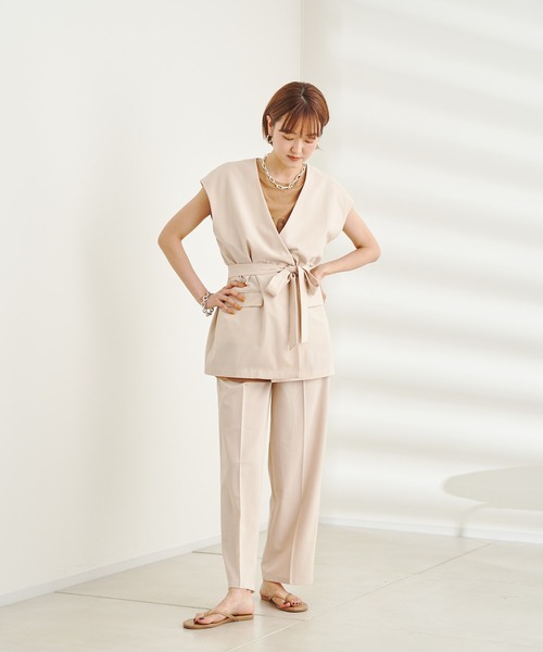 DouDou（ドゥドゥ）の「【WEB限定】ベスト＋パンツセットアップ（セットアップ・レディース・ブラック/ブラウン/ベージュ・FREE）」の6枚目の写真