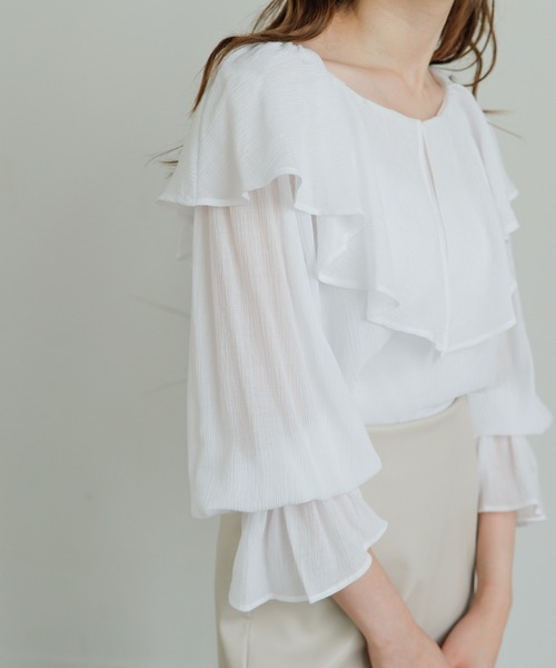 LIPSERVICE（リップサービス）の「BIGフリルカラーブラウス（シャツ/ブラウス・レディース・ホワイト/ブラック/ライトグレー・FREE）」の6枚目の写真