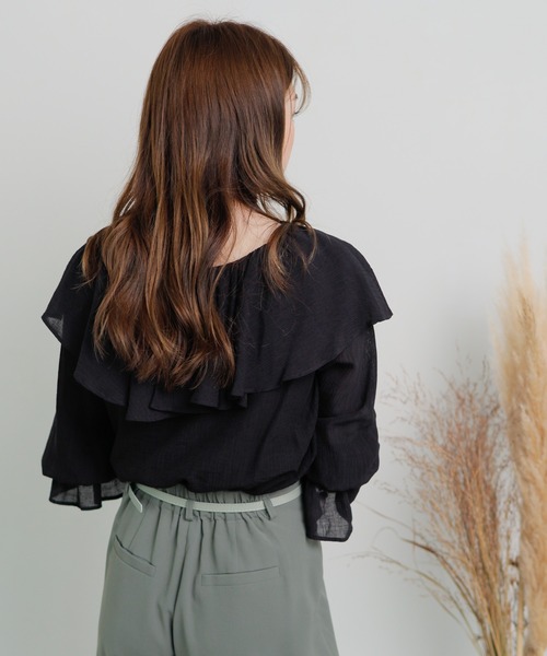 LIPSERVICE（リップサービス）の「BIGフリルカラーブラウス（シャツ/ブラウス・レディース・ホワイト/ブラック/ライトグレー・FREE）」の11枚目の写真