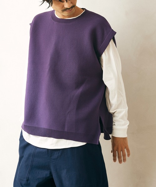 JOURNAL STANDARD relume(ジャーナルスタンダード レリューム)の「【ベスト+カットソーの2点SET】リサイクルポリエステル ニットベスト(ベスト・メンズ・グレー/パープル/ブラック・MEDIUM/LARGE)」の1枚目の写真