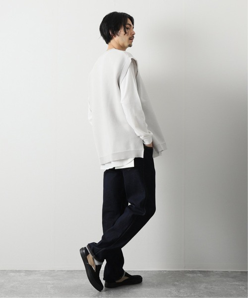 JOURNAL STANDARD relume(ジャーナルスタンダード レリューム)の「【ベスト+カットソーの2点SET】リサイクルポリエステル ニットベスト(ベスト・メンズ・グレー/パープル/ブラック・MEDIUM/LARGE)」の4枚目の写真