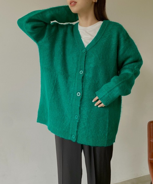 VACANCY（ヴァカンシー）の「シャギーモヘアライクBIGカーディガン（カーディガン/ボレロ・レディース・ブラック/ピンク/イエロー/ブルー/グリーン・FREE）」の10枚目の写真