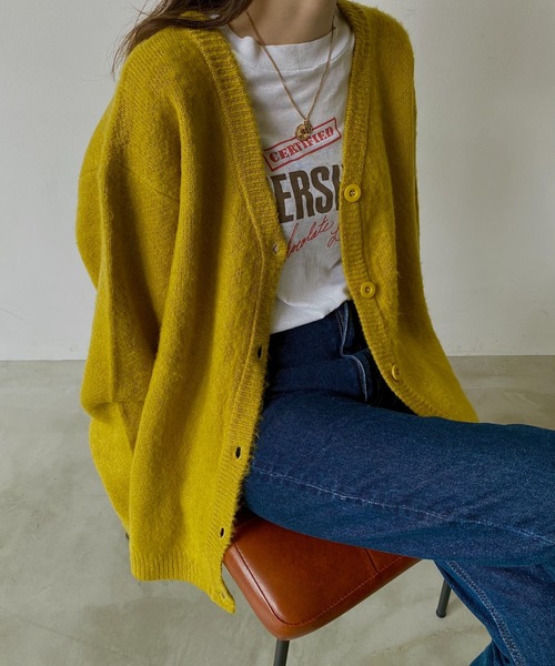 VACANCY（ヴァカンシー）の「シャギーモヘアライクBIGカーディガン（カーディガン/ボレロ・レディース・ブラック/ピンク/イエロー/ブルー/グリーン・FREE）」の6枚目の写真