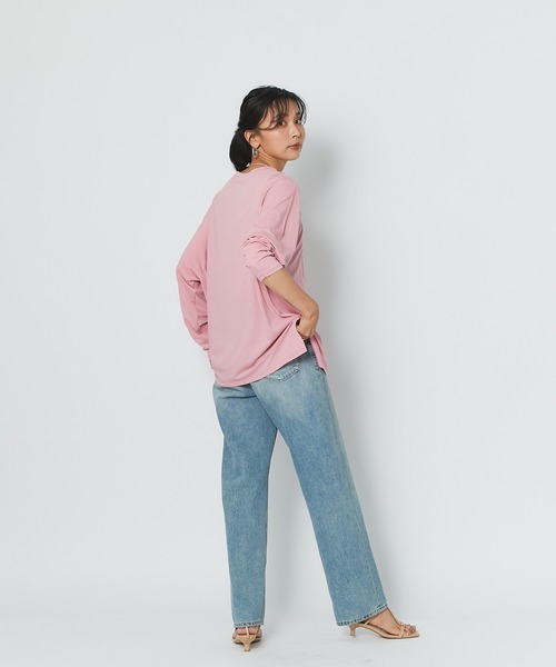 RIVE DROITE（リヴドロワ）の「ハイゲージコットンロンTee（Tシャツ/カットソー・レディース・オフホワイト/ブラック/ブルー系その他/ピンク・FREE）」の10枚目の写真