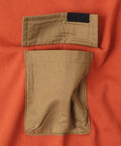 GLAZOS（グラソス）の「厚手天竺・ドロップショルダーフラップポケット付き裾レイヤード長袖Tシャツ（Tシャツ/カットソー・キッズ・チャコールグレー/グレー/カーキ/オレンジ・130cm/140cm/150cm/160cm/170cm）」の11枚目の写真
