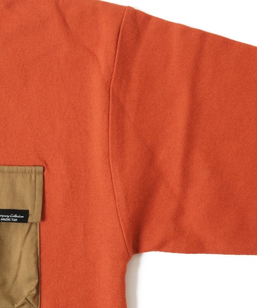 GLAZOS（グラソス）の「厚手天竺・ドロップショルダーフラップポケット付き裾レイヤード長袖Tシャツ（Tシャツ/カットソー・キッズ・チャコールグレー/グレー/カーキ/オレンジ・130cm/140cm/150cm/160cm/170cm）」の12枚目の写真