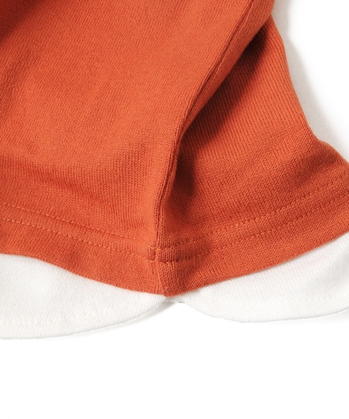 GLAZOS（グラソス）の「厚手天竺・ドロップショルダーフラップポケット付き裾レイヤード長袖Tシャツ（Tシャツ/カットソー・キッズ・チャコールグレー/グレー/カーキ/オレンジ・130cm/140cm/150cm/160cm/170cm）」の16枚目の写真